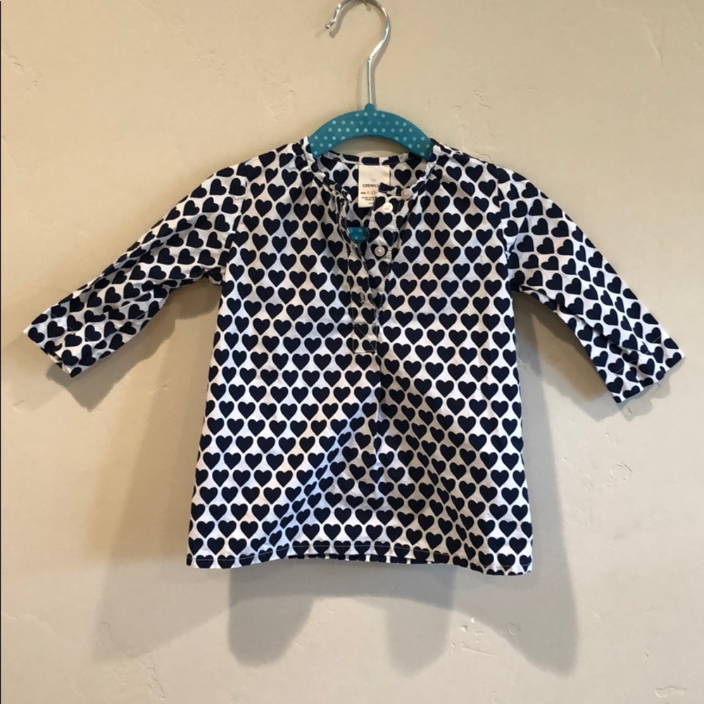 Crew cuts navy white heart tunic